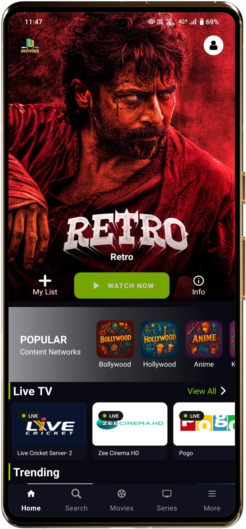 MoviesBook Mobile App Interface